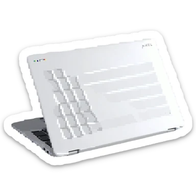 A minimalist laptop with abstract shapes, modern and sleek design. sticker