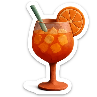 Aperol Spritz cocktail in claymation style sticker
