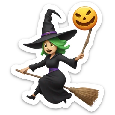 Witch flying on a broom while juggling  sticker