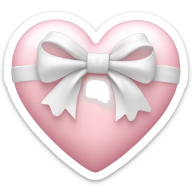 Pastel pink heart with white bow sticker