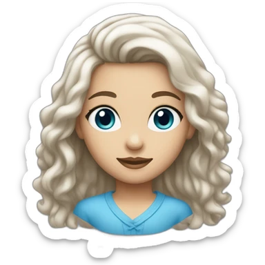 Une fille blanche au cheveux brun foncé au yeux bleu sticker