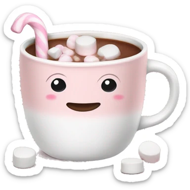 Light Pink mug of hot chocolate with marshmallows  sticker
