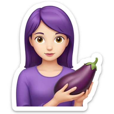 Girl holding eggplant sticker