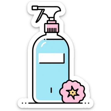 Facial toner spray bottle, minimalist, rounded, soft pastel colors, no outline sticker