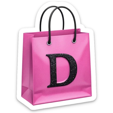 PINK GLITTER SHOPPING BAGS WITH A LETTER D IN THE MIDLLE IN COLOUR BLACK WITH GLITTER TOO  sticker
