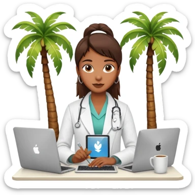 nutricionist with a computer palm tree  sticker