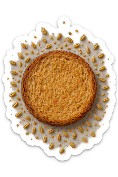 crusta di frumento a cereali spezzettati vista dall'alto, iperrealistiche 4k sticker