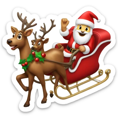 Christmas sleigh with reindeers and Santa sticker