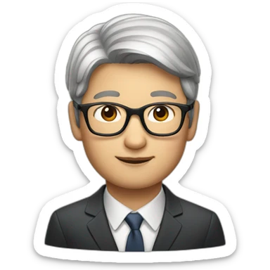 Tim cook with a brown hair Korean girl with eyeglasses sticker