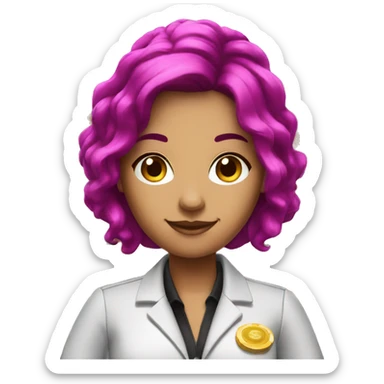 casino cashier with black and fuchsia hair sticker
