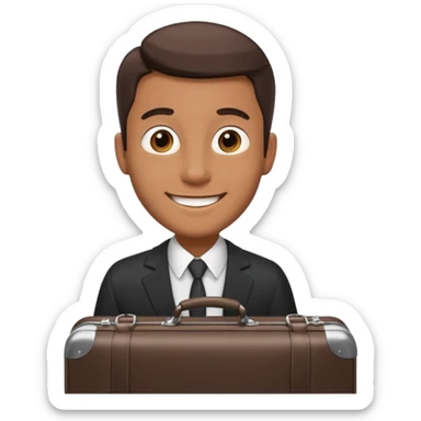 A BROWN business man with a suitcase in his hand sticker