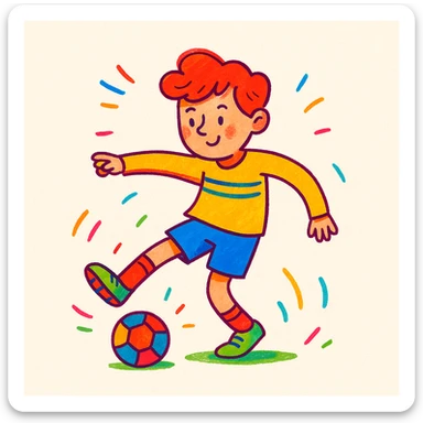 A soccer player in Black Doodle style with different colors sticker
