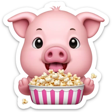 Pig eating popcorn sticker