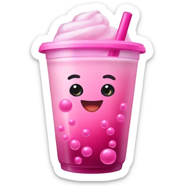 pink bubble tea with dark pink bubbles sticker