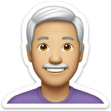 asian 50years old man smile sticker