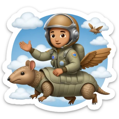 Man flying in the sky of armadillos sticker