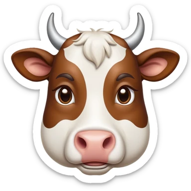 cinematic-noble-brown-and-white-cow-portrait-emoji,-poised-and-regal,-with-a-large,-sturdy-build-and-a-beautifully-patterned-hide-of-rich-brown-accented-by-crisp-white-patches,-deep-set-soulful-brown-eyes,-simplified-yet-sharp-and-sophisticated sticker