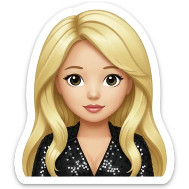 Sabrina Bryan from Cheetah Girls with long blonde hair, black sequin outfit sticker