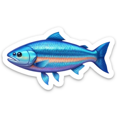 blue salmon fish, side view sticker