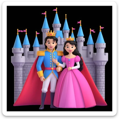 prince and princess disny dress close up photo in castle sticker