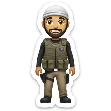 Arab with a bulletproof vest with a beard smiling sticker