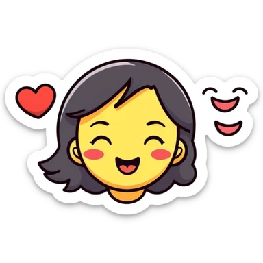 girl emoji licking her teeth winking with hearts around it  sticker