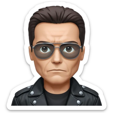 terminator shwartzneger only top in black galssess and his black jacket sticker