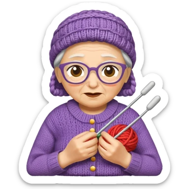 knitting grandma sticker