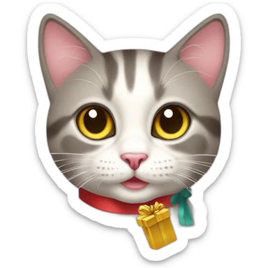 color point cat with present sticker