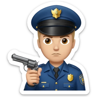 Policeman whth revolver gun sticker