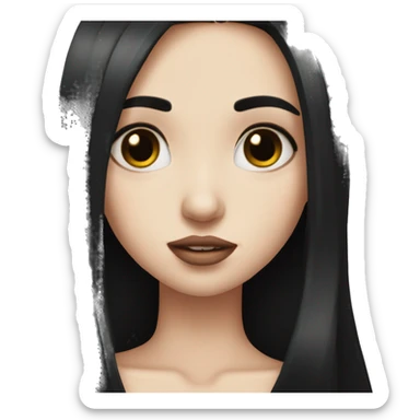 Pale girl with long black hair send kiss sticker
