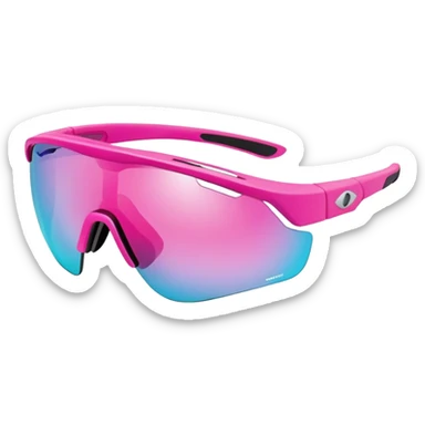 chunky pink sport sunglasses with protective visor lens, substantial build sticker