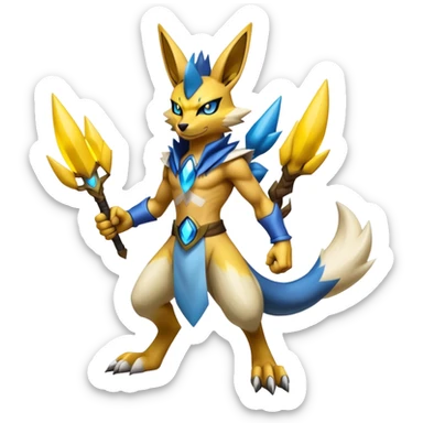 Shiny Epic Handsome Badass Lucario-Renamon-Zeraora-hybrid (Full body) sticker