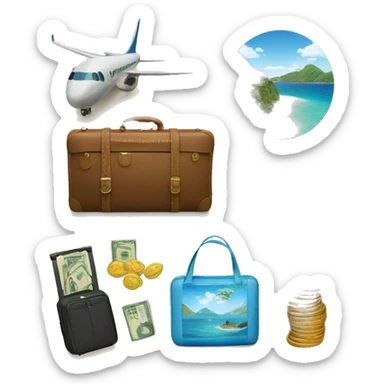 travel, money and sea emoji sticker