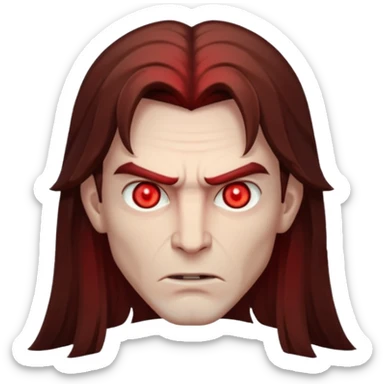 Evil, shadowie Male lord with Red glowing eyes and Long Brown Hair  sticker