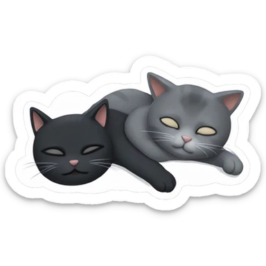 Black cat and grey cat sleeping next to each other  sticker