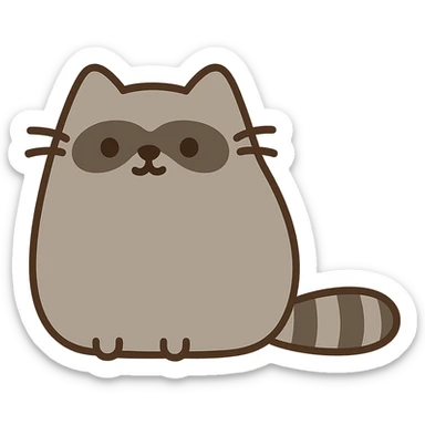 pusheen-style raccoon  sticker