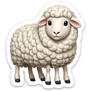 cinematic-[sheep]-realistic-full-body-standing-emoji,-tail-flicking-lazily,-head-tilted-dramatically,-curly-[white]-fur,-simplified-yet-realistic-focused-features,-highly-detailed,-glowing-with-an-almost-sarcastic-glow sticker