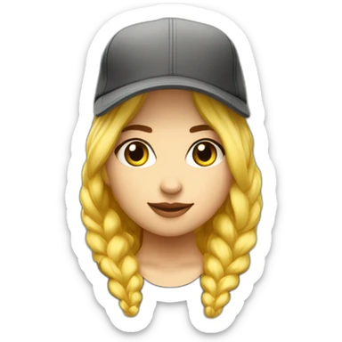Femme avec des cheveux tressé blonds elle est mince et portons casquette jaune sticker