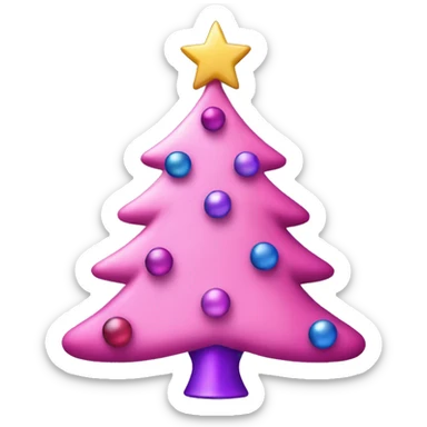 Pink christmas tree with pink and purple ornaments with a star on top sticker