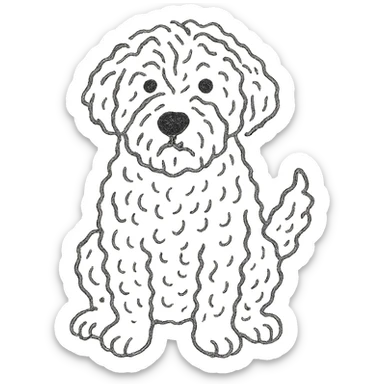roan Lagotto Romagnolo dog hand-drawn outline icon sticker