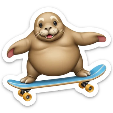 walrus skateboarding sticker