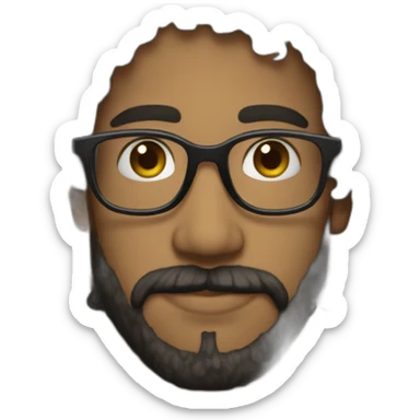 black-curly-long-hair-beard-buff-artist-glasses sticker