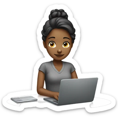 A girl working with laptop  sticker