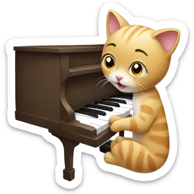 Cat playing piano sticker