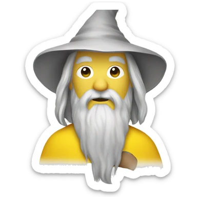 gandalf wearing yellow clothing with a whiteboard sticker
