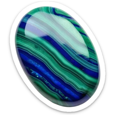 Oval azurite malachite cabochon showing rich blue azurite and vibrant green malachite bands sticker