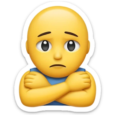 a sad faced emoji with arms crossed sticker
