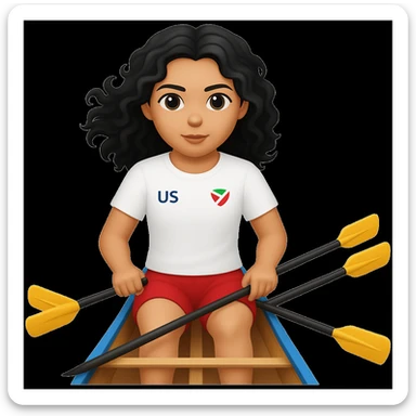 Make the girl's outfit red shorts and a white short-sleeved t-shirt in the style of apple style emojis sticker