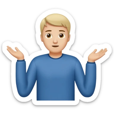 a guy shrugging his shoulders with a 6 above his right hand and a 7 above his left hand  sticker